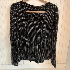 Maison Scotch Black and White Polka Dot Blouse